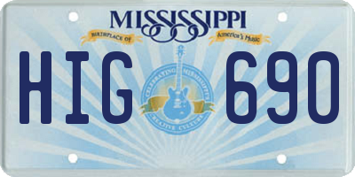 MS license plate HIG690