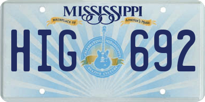 MS license plate HIG692