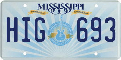 MS license plate HIG693