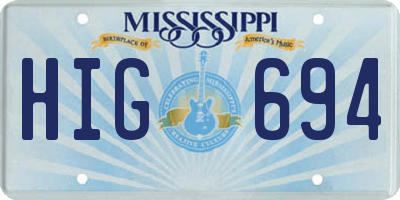 MS license plate HIG694