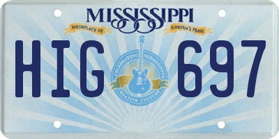 MS license plate HIG697