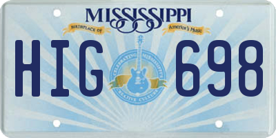 MS license plate HIG698