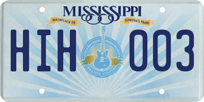 MS license plate HIH003