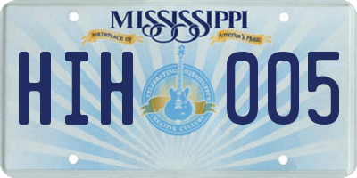 MS license plate HIH005