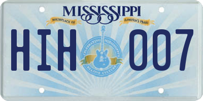 MS license plate HIH007