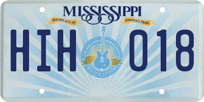 MS license plate HIH018