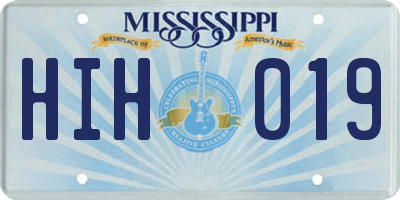 MS license plate HIH019