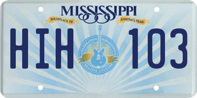 MS license plate HIH103