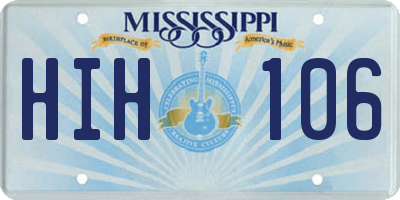 MS license plate HIH106