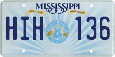 MS license plate HIH136
