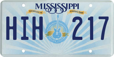 MS license plate HIH217