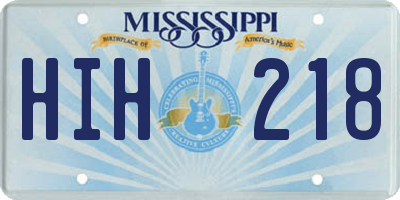 MS license plate HIH218