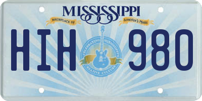 MS license plate HIH980