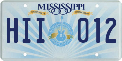MS license plate HII012