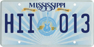 MS license plate HII013