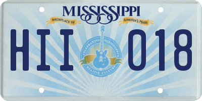 MS license plate HII018