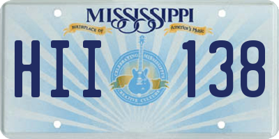 MS license plate HII138
