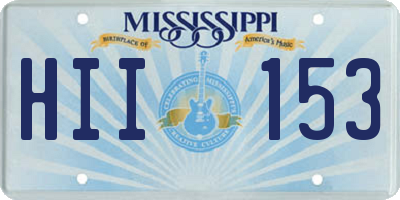 MS license plate HII153