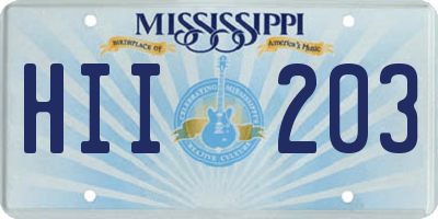 MS license plate HII203