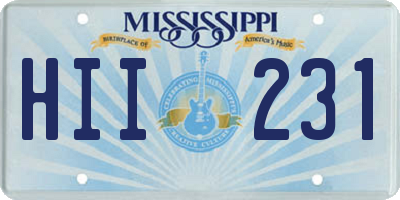 MS license plate HII231