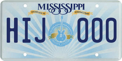 MS license plate HIJ000