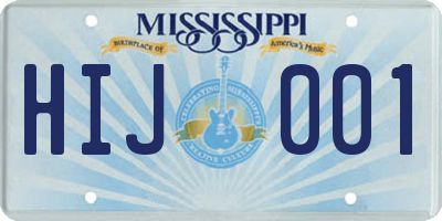 MS license plate HIJ001
