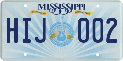 MS license plate HIJ002