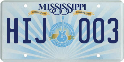 MS license plate HIJ003