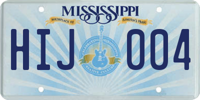 MS license plate HIJ004