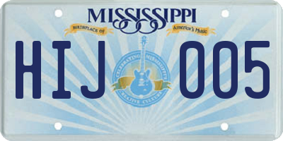 MS license plate HIJ005