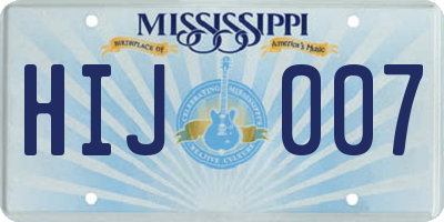 MS license plate HIJ007