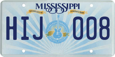 MS license plate HIJ008