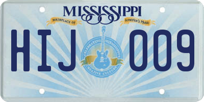 MS license plate HIJ009