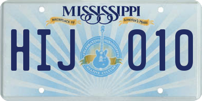 MS license plate HIJ010