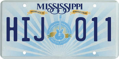 MS license plate HIJ011