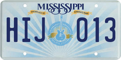 MS license plate HIJ013
