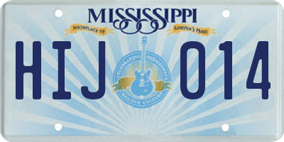 MS license plate HIJ014