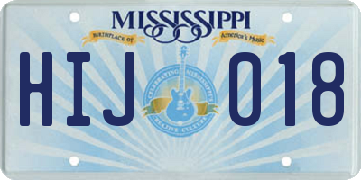 MS license plate HIJ018