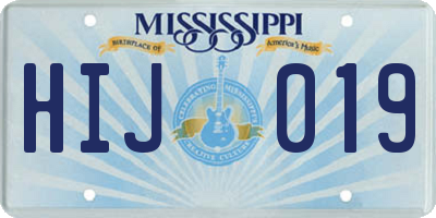 MS license plate HIJ019