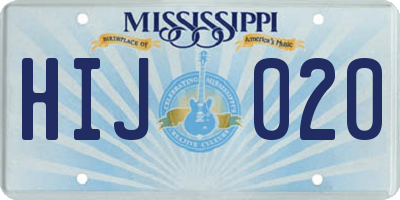 MS license plate HIJ020