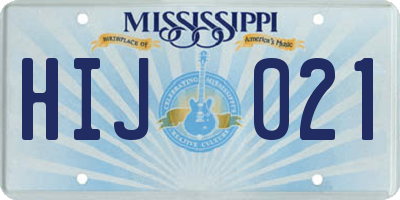 MS license plate HIJ021