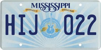 MS license plate HIJ022