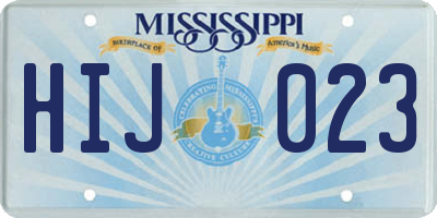 MS license plate HIJ023