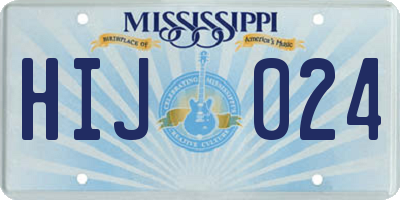 MS license plate HIJ024