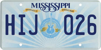 MS license plate HIJ026