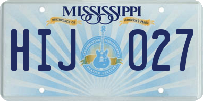 MS license plate HIJ027