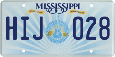 MS license plate HIJ028