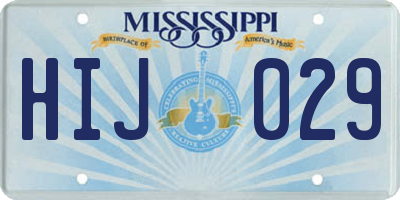MS license plate HIJ029
