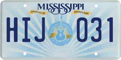 MS license plate HIJ031