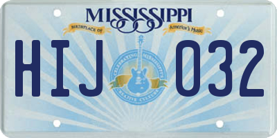 MS license plate HIJ032